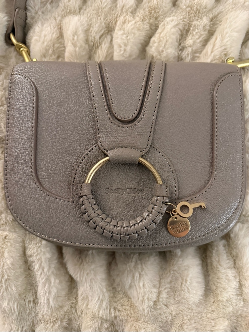 See By Chloe Black Crossbody with Beige Logo Patch